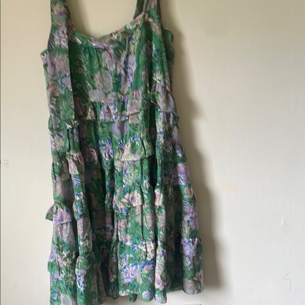 Vici Women's Green Floral Tiered Midi - Picture 8 of 9